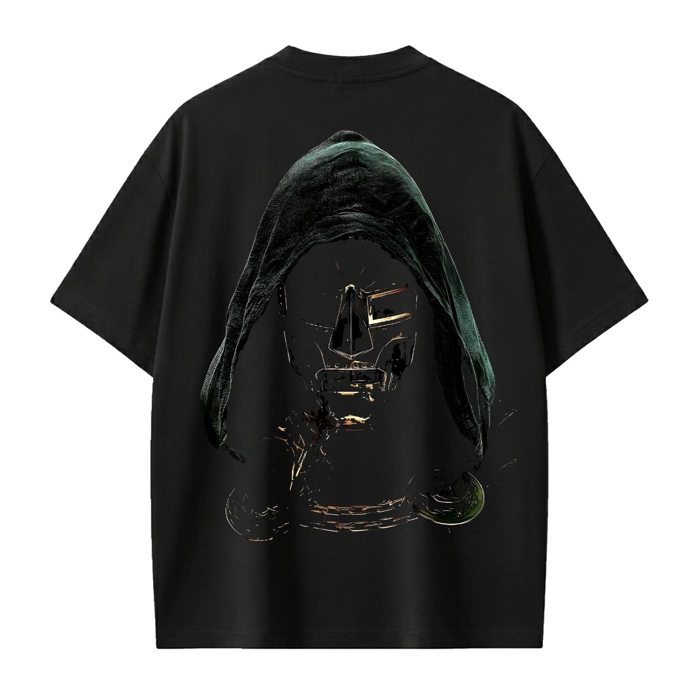 Polo Oversize Doctor Doom Máscara Minimalista Cadena